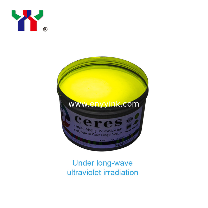 High quality security ink offset UV invisible ink for security paper,colorless to YELLOW,show color under the UV lamp,1k